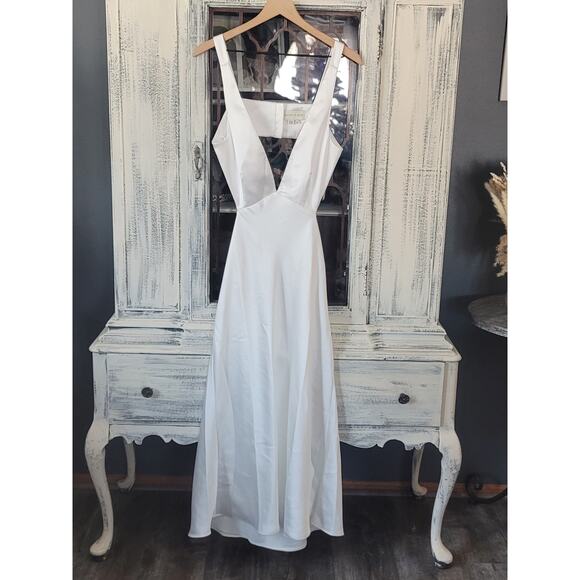 NWT Sachin & Babi Cutout Satin White Midi Dress - 12 - Picture 5 of 7